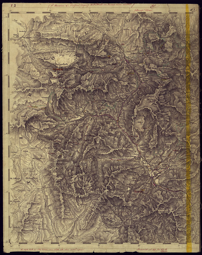 (N:1184) CARTA TOPOGRAFICA DELLA LOMBARDIA, VENETO E ITALIA CENTRALE - FOGLIO F2 (OVEST) AGORDO. (CA000232) Carte e stampe antiche: riproduzione a colori su carta (formato A2)