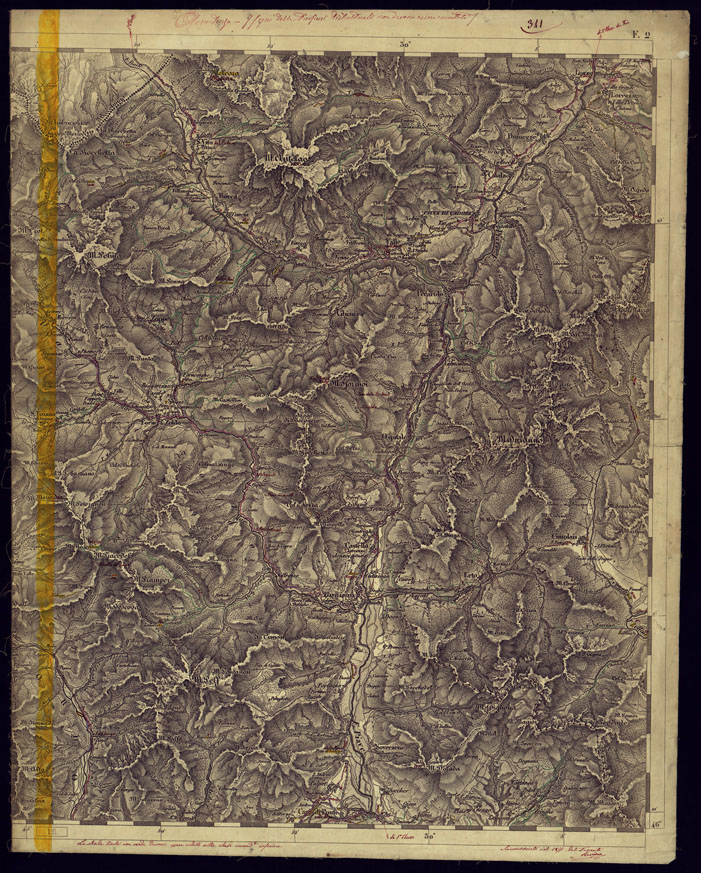 (N:1172) CARTA TOPOGRAFICA DELLA LOMBARDIA, VENETO E ITALIA CENTRALE - FOGLIO F2 (EST) LONGARONE. (CA000233) Carte e stampe antiche: riproduzione a colori su carta (formato A2)