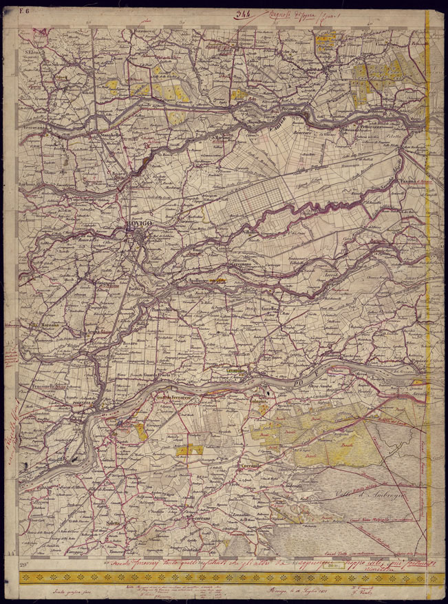 (N:1154) CARTA TOPOGRAFICA DELLA LOMBARDIA, VENETO E ITALIA CENTRALE - FOGLIO F6 (OVEST) ROVIGO. (CA000240) Carte e stampe antiche: riproduzione a colori su carta (formato A2)