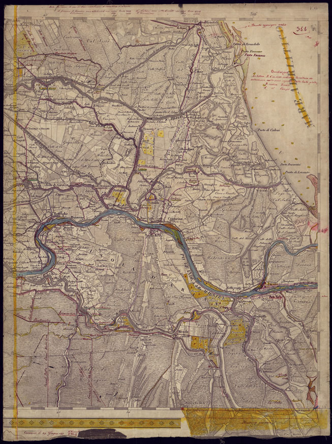 (N:1153) CARTA TOPOGRAFICA DELLA LOMBARDIA, VENETO E ITALIA CENTRALE - FOGLIO F6 (EST) ADRIA. (CA000241) Carte e stampe antiche: riproduzione a colori su carta (formato A2)