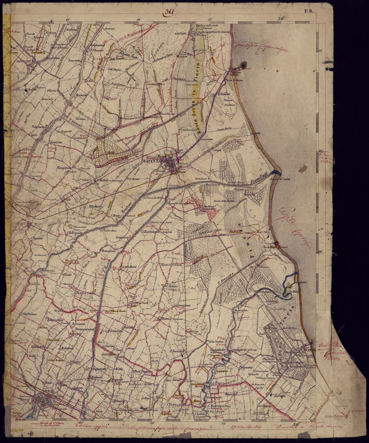 (N:1149) CARTA TOPOGRAFICA DELLA LOMBARDIA, VENETO E ITALIA CENTRALE - FOGLIO F8 (EST) FORLI'. (CA000245) Carte e stampe antiche: riproduzione a colori su carta (formato A2)