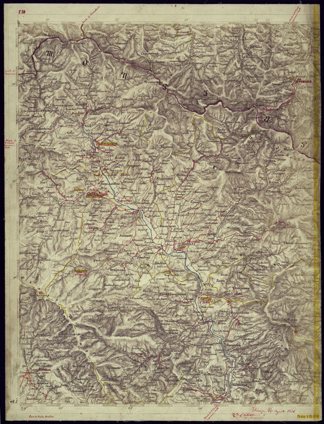 (N:1146) CARTA TOPOGRAFICA DELLA LOMBARDIA, VENETO E ITALIA CENTRALE - FOGLIO F10 (OVEST) PRATOVECCHIO. (CA000248) Carte e stampe antiche: riproduzione a colori su carta (formato A2)