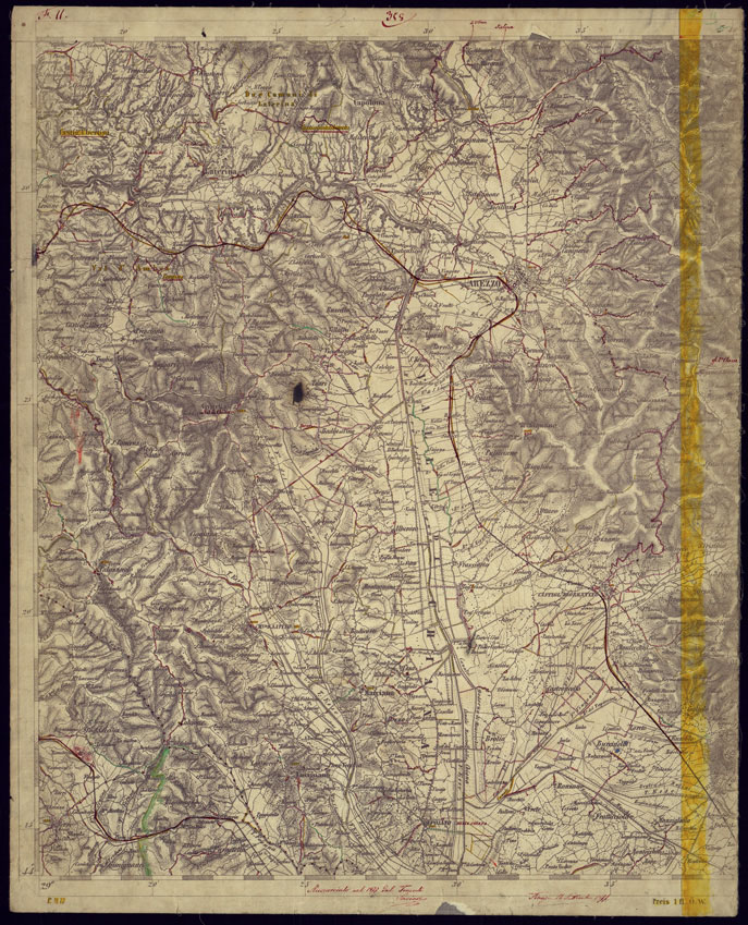 (N:1144) CARTA TOPOGRAFICA DELLA LOMBARDIA, VENETO E ITALIA CENTRALE - FOGLIO F11 (OVEST) AREZZO. (CA000250) Carte e stampe antiche: riproduzione a colori su carta (formato A2)