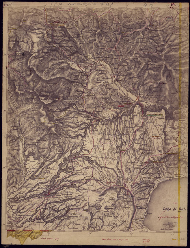 (N:1138) CARTA TOPOGRAFICA DELLA LOMBARDIA, VENETO E ITALIA CENTRALE - FOGLIO F13 (OVEST) ACQUAPENDENTE. (CA000254) Carte e stampe antiche: riproduzione a colori su carta (formato A2)