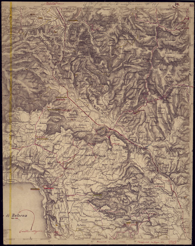 (N:1137) CARTA TOPOGRAFICA DELLA LOMBARDIA, VENETO E ITALIA CENTRALE - FOGLIO F13 (EST) ORVIETO. (CA000255) Carte e stampe antiche: riproduzione a colori su carta (formato A2)