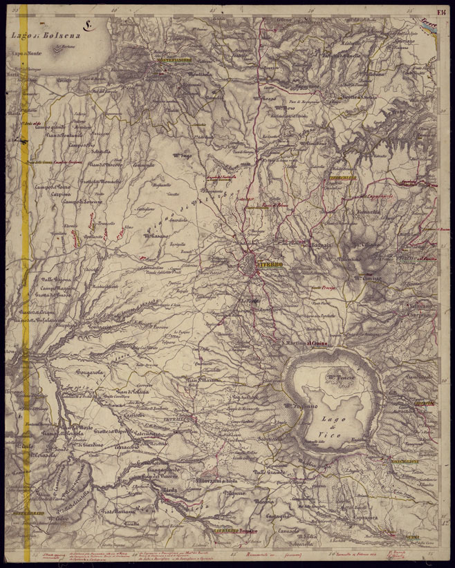 (N:1135) CARTA TOPOGRAFICA DELLA LOMBARDIA, VENETO E ITALIA CENTRALE - FOGLIO F14 (EST) VITERBO. (CA000257) Carte e stampe antiche: riproduzione a colori su carta (formato A2)