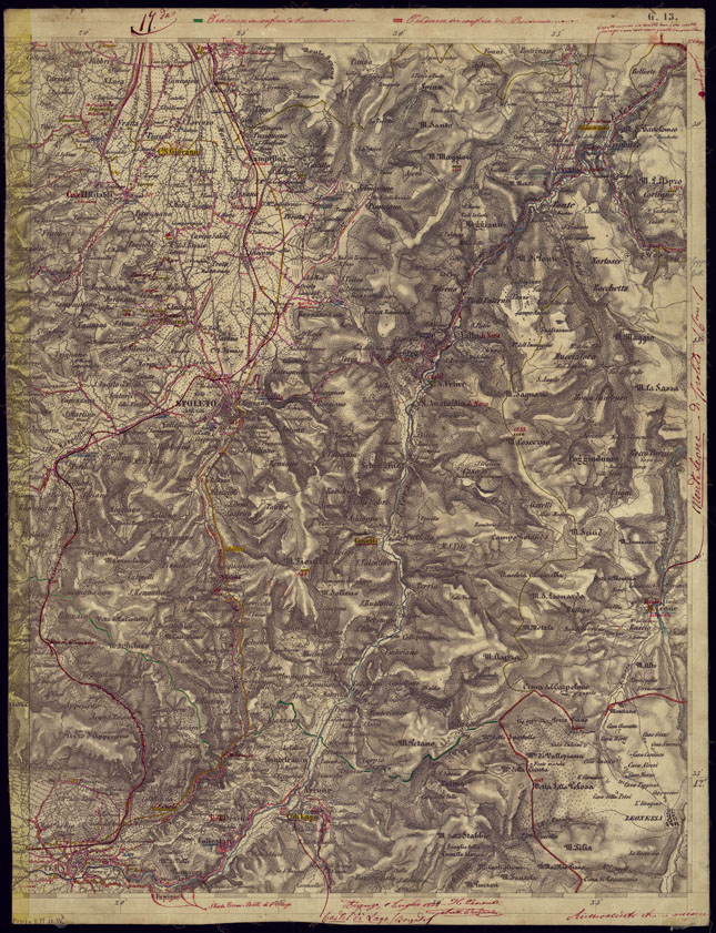 (N:1080) CARTA TOPOGRAFICA DELLA LOMBARDIA, VENETO E ITALIA CENTRALE - FOGLIO G13 (EST) TERNI. (CA000279) Carte e stampe antiche: riproduzione a colori su carta (formato A2)