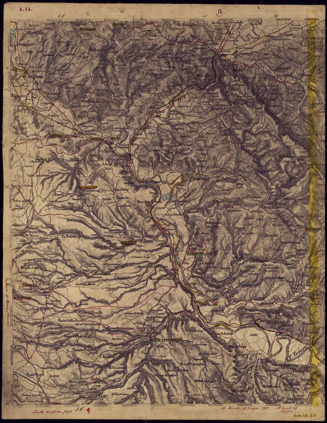 (N:1079) CARTA TOPOGRAFICA DELLA LOMBARDIA, VENETO E ITALIA CENTRALE - FOGLIO G14 (OVEST) ORTE. (CA000280) Carte e stampe antiche: riproduzione a colori su carta (formato A2)