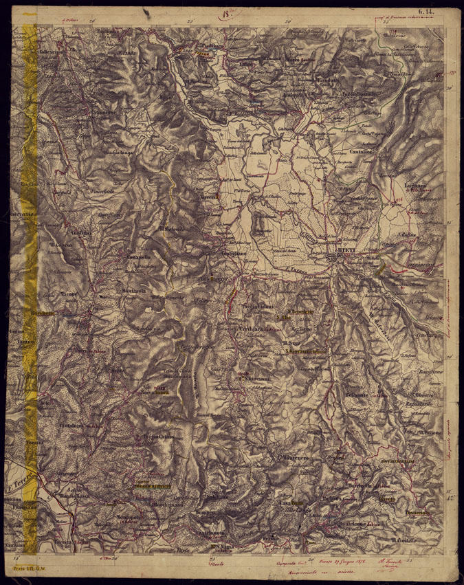 (N:1078) CARTA TOPOGRAFICA DELLA LOMBARDIA, VENETO E ITALIA CENTRALE - FOGLIO G14 (EST) RIETI. (CA000281) Carte e stampe antiche: riproduzione a colori su carta (formato A2)