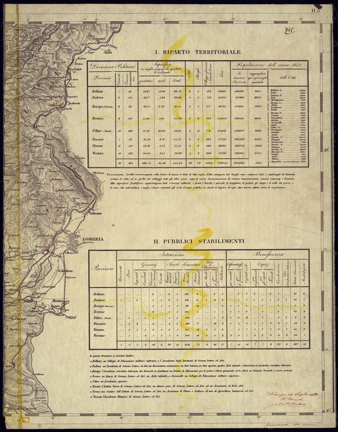 (N:1037) CARTA TOPOGRAFICA DELLA LOMBARDIA, VENETO E ITALIA CENTRALE - FOGLIO H3 (EST) GORIZIA. (CA000290) Carte e stampe antiche: riproduzione a colori su carta (formato A2)