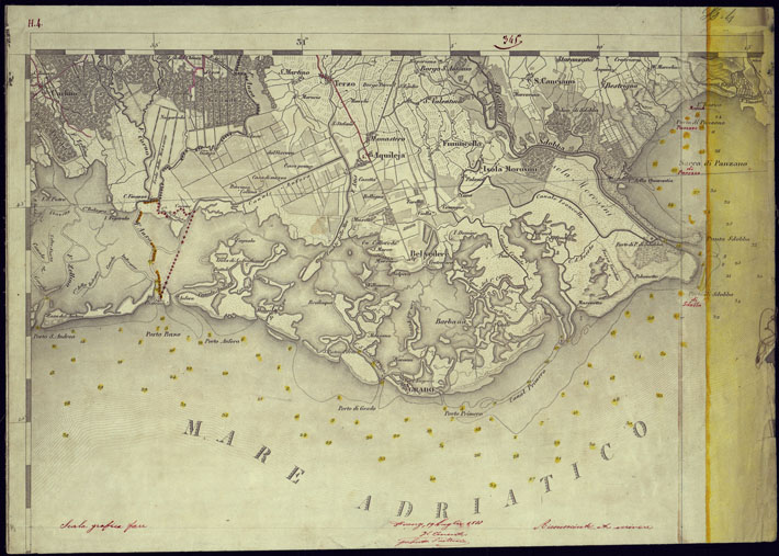 (N:1036) CARTA TOPOGRAFICA DELLA LOMBARDIUA, VENETO E ITALIA CENTRALE - FOGLIO H4 (OVEST) GRADO. (CA000291) Carte e stampe antiche: riproduzione a colori su carta (formato A2)