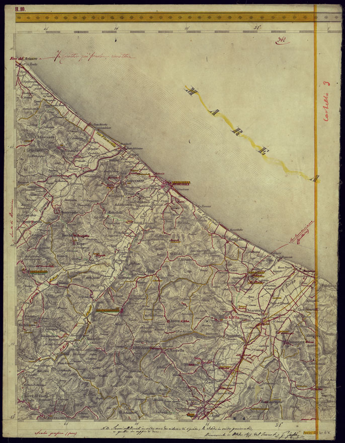 (N:1035) CARTA TOPOGRAFICA DELLA LOMBARDIA, VENETO E ITALIA CENTRALE - FOGLIO H10 (OVEST) SENIGALIA. (CA000292) Carte e stampe antiche: riproduzione a colori su carta (formato A2)