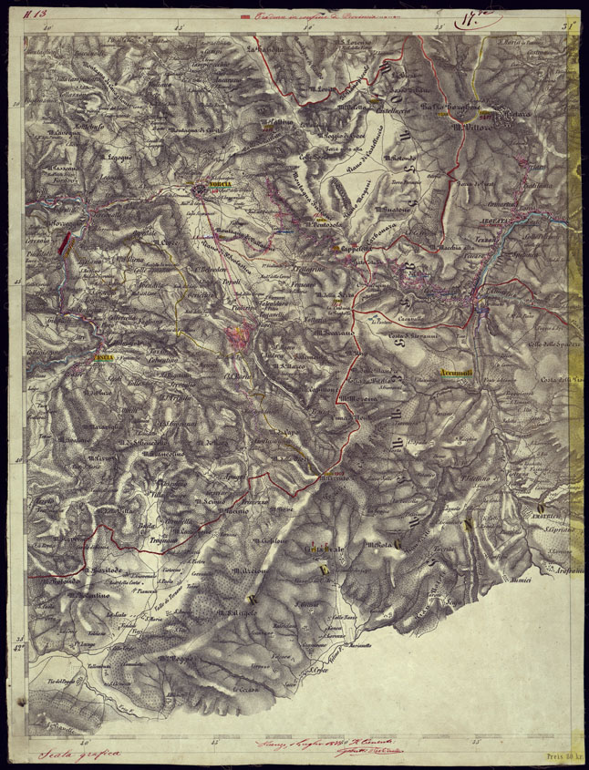 (N:1029) CARTA TOPOGRAFICA DELLA LOMBARDIA, VENETO E ITALIA CENTRALE - FOGLIO H13 (OVEST) NORCIA. (CA000298) Carte e stampe antiche: riproduzione a colori su carta (formato A2)