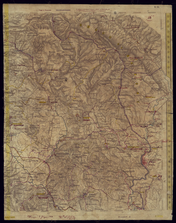 (N:1023) CARTA TOPOGRAFICA DELLA LOMBARDIA, VENETO E ITALIA CENTRALE - FOGLIO H16 (EST) FROSINONE. (CA000304) Carte e stampe antiche: riproduzione a colori su carta (formato A2)
