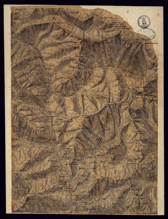 (N:13521) PIANO TOPOGRAFICO DEL CONTADO DI NIZZA DISEGNATO D'ORDINE DI S.E. MARCHESE DI FAVERGES T.E GENERALE, GOVERNATORE, E COMANDANTE G.LE DELLA DIVISIONE DI CUNEO 1832 - FOGLIO 5. (CA000377) Carte e stampe antiche: riproduzione a colori su carta (formato A2)