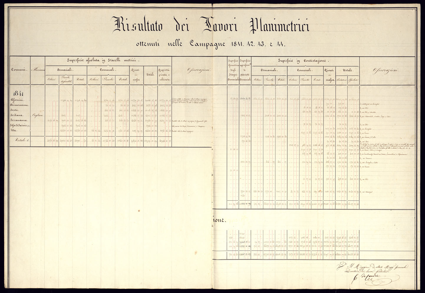 (N:23020) RISULTATO DEI LAVORI PLANIMETRICI OTTENUTI NELLE CAMPAGNE 1841. 42. 43. E 44. (CA000480, CA000481, CA000482, CA000483, CA000484, CA000485, CA000486, CA000487, CA000488) Carte e stampe antiche: riproduzione a colori su carta (formato A2)
