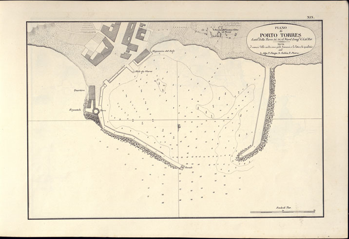 (N:14182) PORTOLANO DELLA SARDEGNA - CARTA IDROGRAFICA DELLA SARDEGNA LEVATA DAL CAVALIERE GIUSEPPE ALBINI CAPITANO DI VASCELLO NELLA MARINA DI S.M. SARDA - PIANO DI PORTO TORRES TAVOLA XIX. (CA000569) Carte e stampe antiche: riproduzione a colori su carta (formato A2)