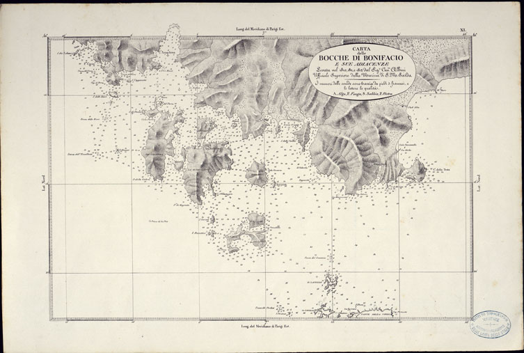 (N:23039) PORTOLANO DELLA SARDEGNA - CARTA IDROGRAFICA DELLA SARDEGNA LEVATA DAL CAVALIERE GIUSEPPE ALBINI CAPITANO DI VASCELLO NELLA MARINA DI S.M. SARDA - CARTA DELLE BOCCHE DI BONIFACIO TAVOLA XI. (CA000592, CA000622, CA000652) Carte e stampe antiche: riproduzione a colori su carta (formato A2)