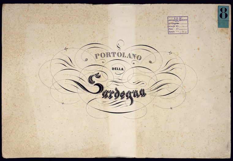 (N:23027) PORTOLANO DELLA SARDEGNA - CARTA IDROGRAFICA DELLA SARDEGNA LEVATA DAL CAVALIERE GIUSEPPE ALBINI CAPITANO DI VASCELLO NELLA MARINA DI S.M. SARDA - TITOLO. (CA000580, CA000610, CA000640) Carte e stampe antiche: riproduzione a colori su carta (formato A2)