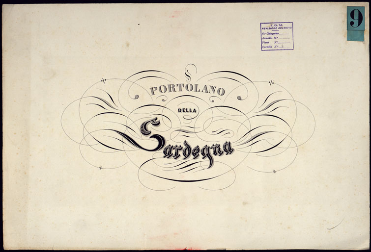 (N:23027) PORTOLANO DELLA SARDEGNA - CARTA IDROGRAFICA DELLA SARDEGNA LEVATA DAL CAVALIERE GIUSEPPE ALBINI CAPITANO DI VASCELLO NELLA MARINA DI S.M. SARDA - TITOLO. (CA000580, CA000610, CA000640) Carte e stampe antiche: riproduzione a colori su carta (formato A2)