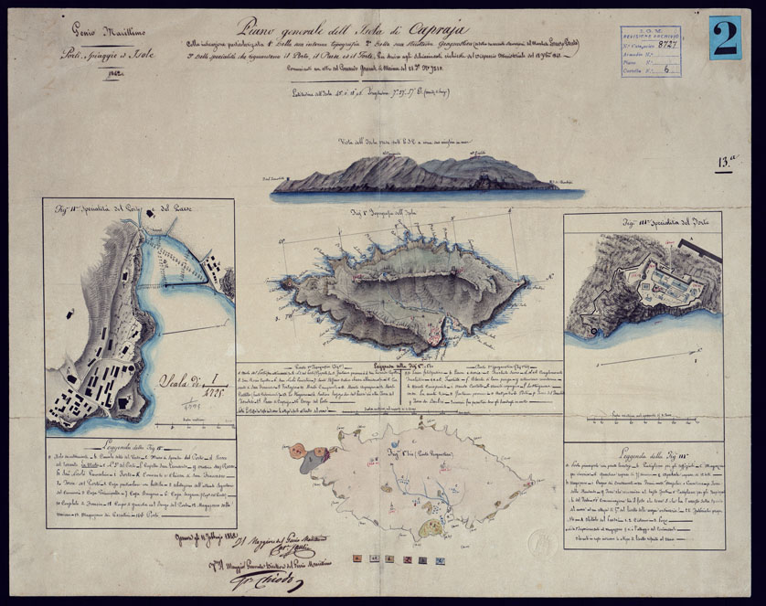 (N:13324) PIANO GENERALE DELL'ISOLA DI CAPRAIA. (CA000698) Carte e stampe antiche: riproduzione a colori su carta (formato A2)