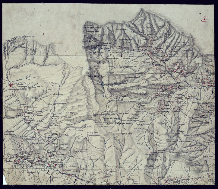 (N:23118) CARTA DEL VERSANTE ORIENTALE DEL ALPI TRA MONVISO E L'ENCIASTRAIA - FOGLIO 2. (CA000760) Carte e stampe antiche: riproduzione a colori su carta (formato A2)