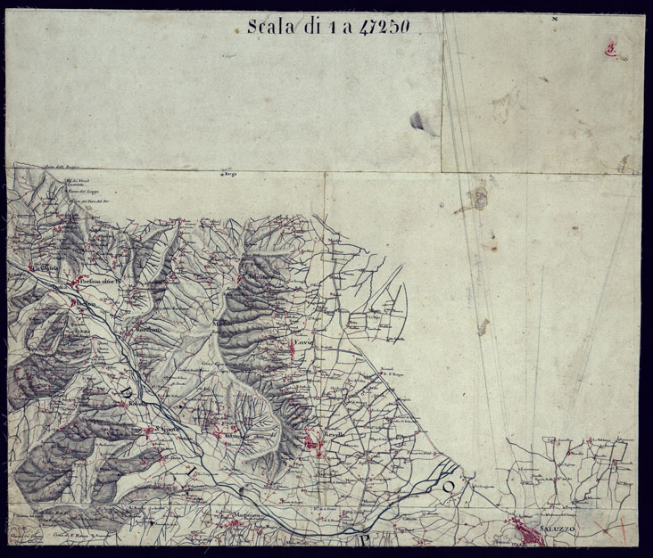 (N:23119) CARTA DEL VERSANTE ORIENTALE DEL ALPI TRA MONVISO E L'ENCIASTRAIA - FOGLIO 3. (CA000761) Carte e stampe antiche: riproduzione a colori su carta (formato A2)