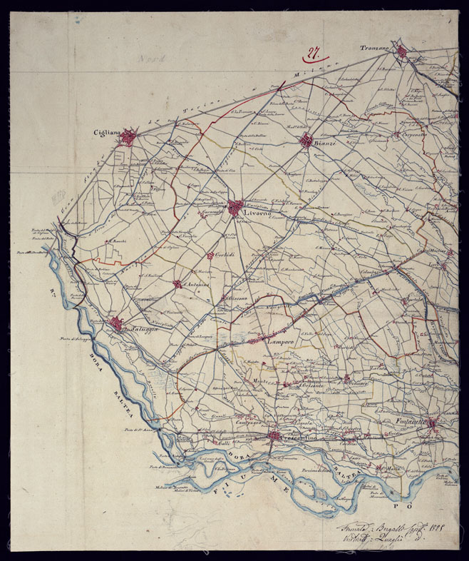 (N:10694) LEVATE TOPOGRAFICHE DELL'ALTO E BASSO NOVARESE - FOGLIO 27. (CA001001) Carte e stampe antiche: riproduzione a colori su carta (formato A2)