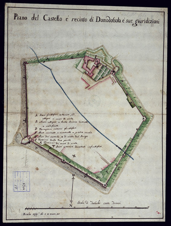 (N:3086) PIANO DEL CASTELLO E RECINTO DI DOMODOSSOLA E SUE GIURIDIZIONI. (CA001486) Carte e stampe antiche: riproduzione a colori su carta (formato A2)