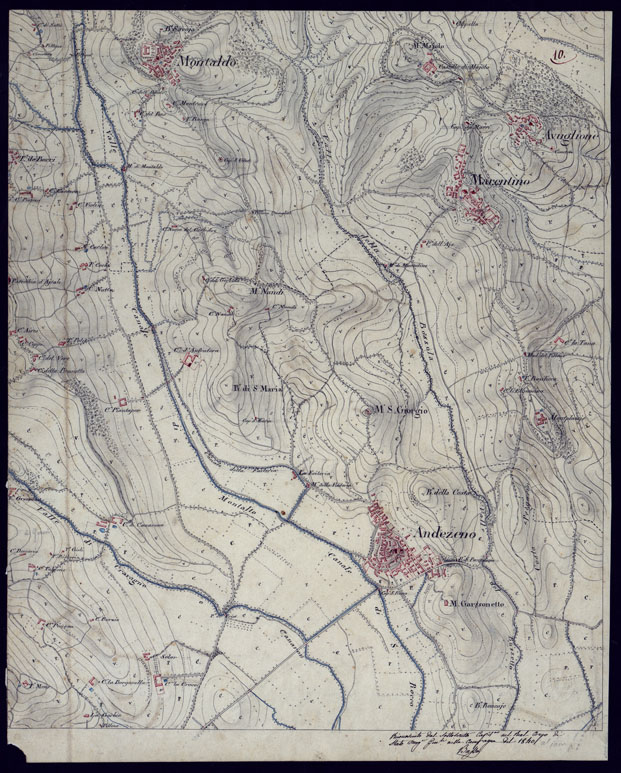 (N:1449) CARTA TOPOGRAFICA A CURVE DIMOSTRATIVE DI UNA PARTE DELLA REGIONE NORD-EST DEI DINTORNI DI TORINO - FOGLIO 10. (CA001586) Carte e stampe antiche: riproduzione a colori su carta (formato A2)