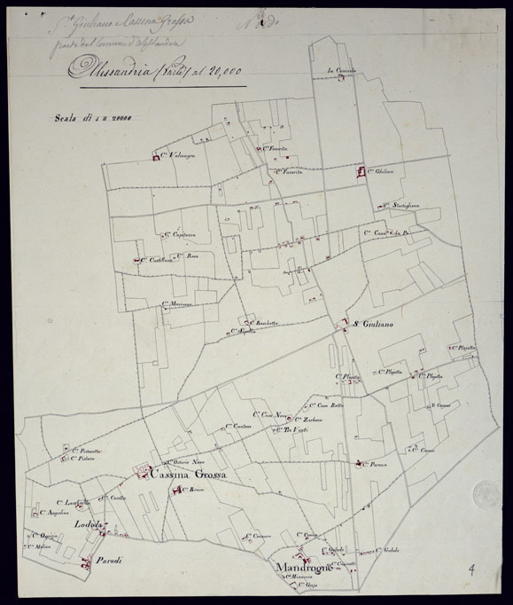 (N:13114) TERRITORIO COMPRESO TRA RACCONIGI, MORETTA, SAVIGLIANO, ALESSANDRIA ED IVREA - ALESSANDRIA. (CA001855) Carte e stampe antiche: riproduzione a colori su carta (formato A2)