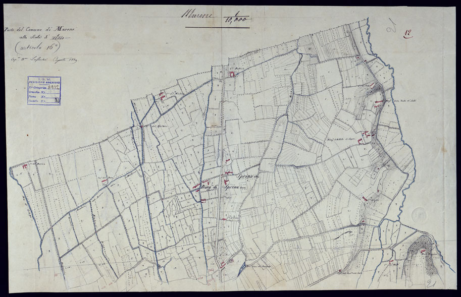 (N:6146) TERRITORIO COMPRESO TRA BRA, MORETTA, CAVALLERMAGGIORE, RACCONIGI, VILLANOVA - FOGLIO12 MARENE. (CA001939) Carte e stampe antiche: riproduzione a colori su carta (formato A2)