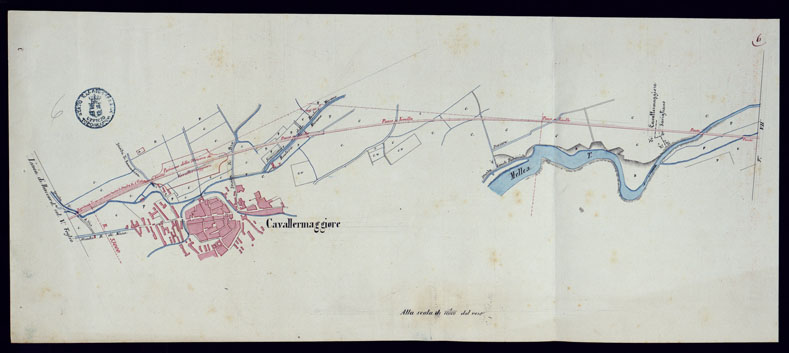 (N:9092) STADA FERRATA DA TORINO A SAVIGLIANO COLLO SVILUPPO TOTALE DI M. 38.700 - FOGLIO 6. (CA001987) Carte e stampe antiche: riproduzione a colori su carta (formato A2)