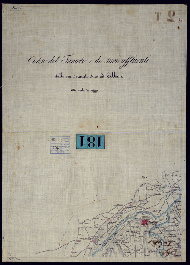 (N:5845) CORSO DEL TANARO E DEI SUOI AFFLUENTI DALLE SORGENTI SINO AD ALBA & C. ALLA SCALA DI 1 50.000 - FOGLIO 1. (CA002019) Carte e stampe antiche: riproduzione a colori su carta (formato A2)