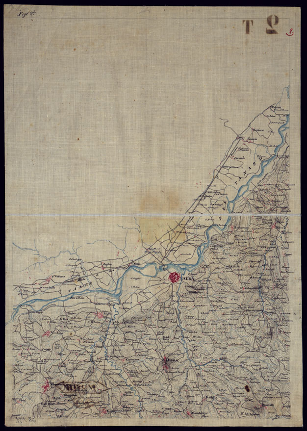 (N:5818) CORSO DEL TANARO E DEI SUOI AFFLUENTI DALLE SORGENTI SINO AD ALBA & C. ALLA SCALA DI 1 50.000 - FOGLIO 2. (CA002020) Carte e stampe antiche: riproduzione a colori su carta (formato A2)