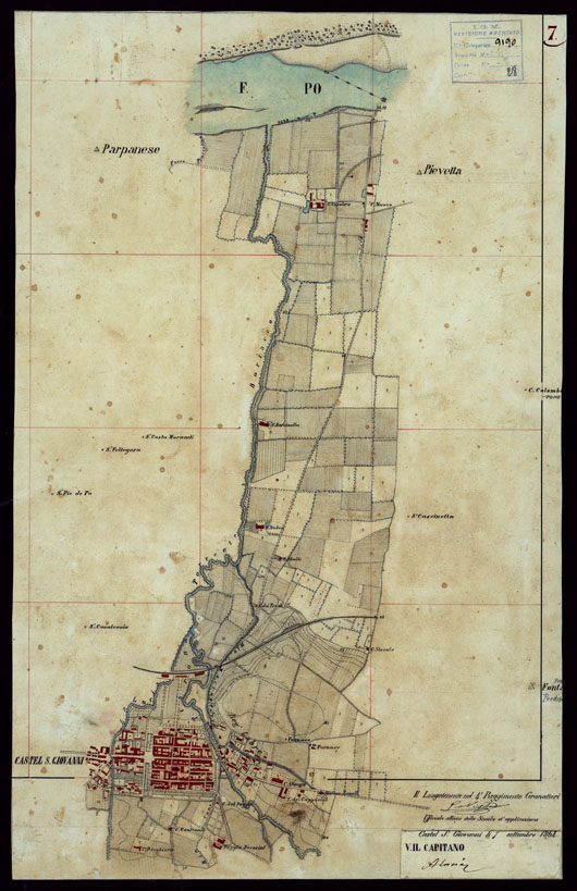 (N:23683) GRUPPO DI 132 FRAZIONI DI MINUTE DI CAMPAGNA ALLA SCALA 1:10.000 DEI RILEVAMENTI ESEGUITI NEL 1853-1867 - CASTANA - MONTU' BECCARIA - RILIEVI OPERATORE N. 7 (CA002291) Carte e stampe antiche: riproduzione a colori su carta (formato A2)