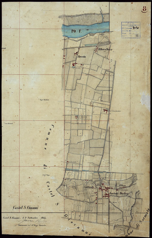 (N:23684) GRUPPO DI 132 FRAZIONI DI MINUTE DI CAMPAGNA ALLA SCALA 1:10.000 DEI RILEVAMENTI ESEGUITI NEL 1853-1867 - CASTANA - MONTU' BECCARIA - RILIEVI OPERATORE N. 8 (CA002292) Carte e stampe antiche: riproduzione a colori su carta (formato A2)