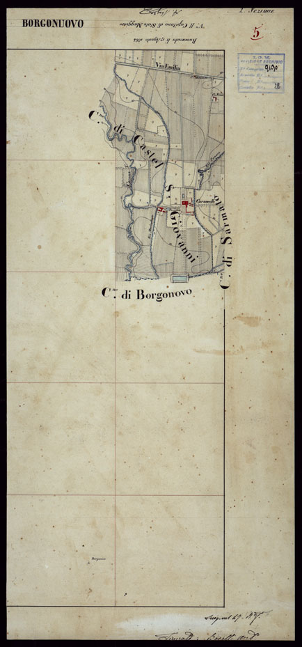 (N:23729) GRUPPO DI 132 FRAZIONI DI MINUTE DI CAMPAGNA ALLA SCALA 1:10.000 DEI RILEVAMENTI ESEGUITI NEL 1853-1867 - BORGONUOVO - RILIEVI OPERATORE N.5 (CA002337) Carte e stampe antiche: riproduzione a colori su carta (formato A2)