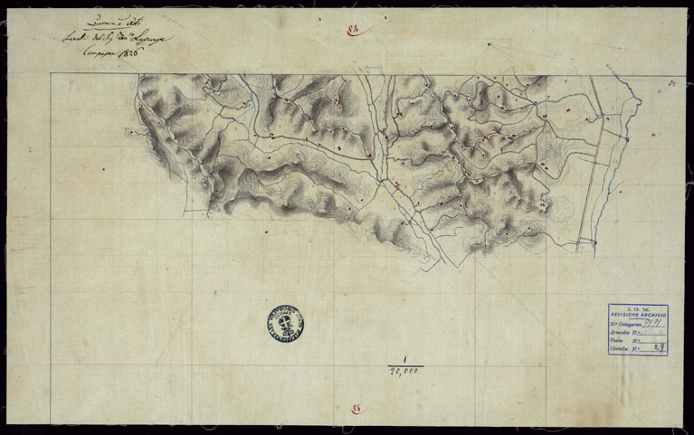 (N:23769) GRUPPO DI DICIANNOVE MINUTE DI CAMPAGNA ESEGUITE ALLA SCALA DI 1:20.000 NEL 1826 - MINUTA 54 (CA002375) Carte e stampe antiche: riproduzione a colori su carta (formato A2)