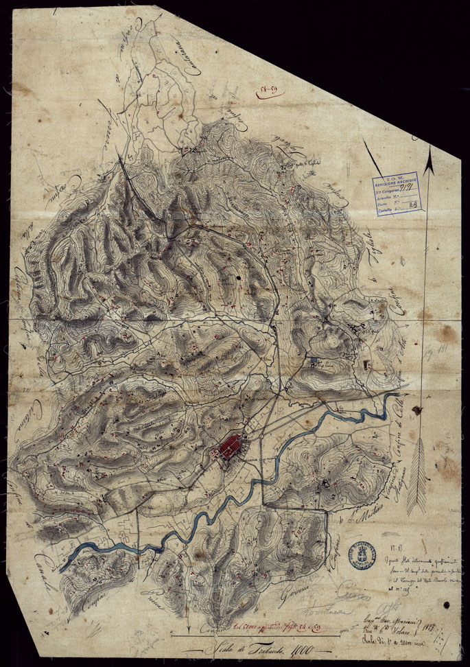 (N:23772) GRUPPO DI DICIANNOVE MINUTE DI CAMPAGNA ESEGUITE ALLA SCALA DI 1:20.000 NEL 1826 - MINUTA 54-59 (CA002378) Carte e stampe antiche: riproduzione a colori su carta (formato A2)