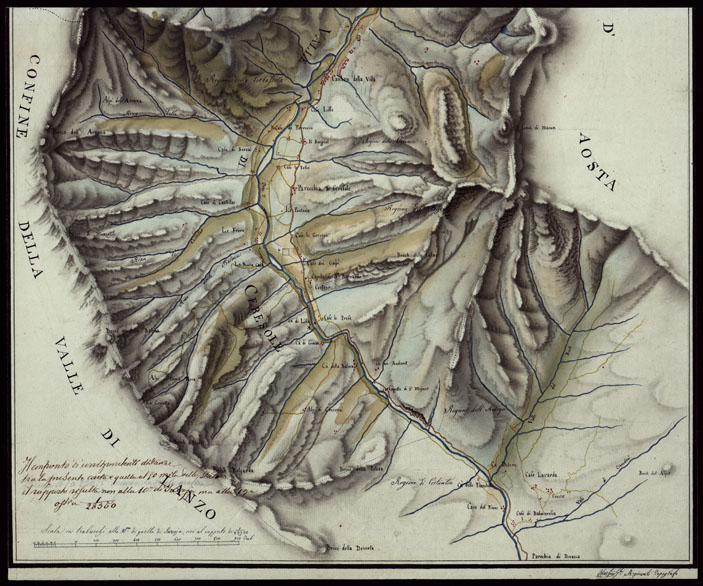 (N:23787) CARTA TOPOGRAFICA DEL TERRITORIO E VALLE DI CERESOLE - FOGLIO 6 PARTE 2. (CA002426) Carte e stampe antiche: riproduzione a colori su carta (formato A2)