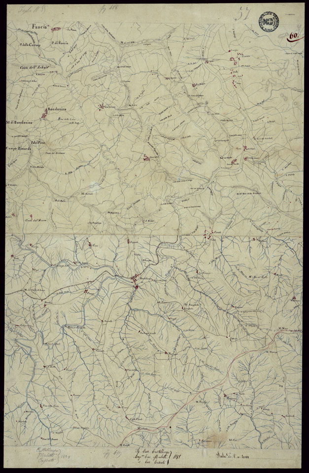 (N:15414) RICOGNIZIONI ESEGUITE ALLA SCALA DI 1/20.000 CHE COMPRENDANO LE DUE RIVIERE DEGLI EX STATI SARDI E PARTE DELLE ATTUALI PROVINCIE DI ALESSANDRIA  E DI PAVIA - FOGLIO 60. (CA002691) Carte e stampe antiche: riproduzione a colori su carta (formato A2)