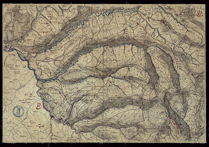 (N:15428) RICOGNIZIONI ESEGUITE ALLA SCALA DI 1/20.000 CHE COMPRENDANO LE DUE RIVIERE DEGLI EX STATI SARDI E PARTE DELLE ATTUALI PROVINCIE DI ALESSANDRIA  E DI PAVIA - FOGLIO 73. (CA002706) Carte e stampe antiche: riproduzione a colori su carta (formato A2)