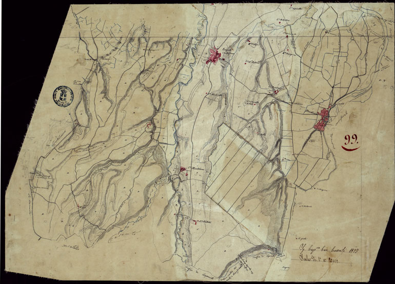 (N:15453) RICOGNIZIONI ESEGUITE ALLA SCALA DI 1/20.000 CHE COMPRENDANO LE DUE RIVIERE DEGLI EX STATI SARDI E PARTE DELLE ATTUALI PROVINCIE DI ALESSANDRIA  E DI PAVIA - FOGLIO 99. (CA002733) Carte e stampe antiche: riproduzione a colori su carta (formato A2)