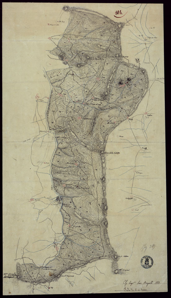 (N:15458) RICOGNIZIONI ESEGUITE ALLA SCALA DI 1/20.000 CHE COMPRENDANO LE DUE RIVIERE DEGLI EX STATI SARDI E PARTE DELLE ATTUALI PROVINCIE DI ALESSANDRIA  E DI PAVIA - FOGLIO 104. (CA002738) Carte e stampe antiche: riproduzione a colori su carta (formato A2)