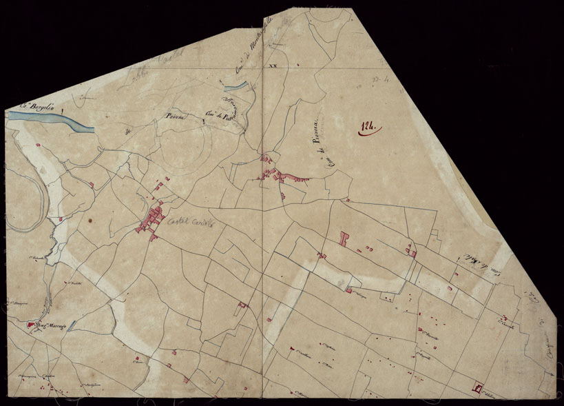 (N:15473) RICOGNIZIONI ESEGUITE ALLA SCALA DI 1/20.000 CHE COMPRENDANO LE DUE RIVIERE DEGLI EX STATI SARDI E PARTE DELLE ATTUALI PROVINCIE DI ALESSANDRIA  E DI PAVIA - FOGLIO 124. (CA002765) Carte e stampe antiche: riproduzione a colori su carta (formato A2)