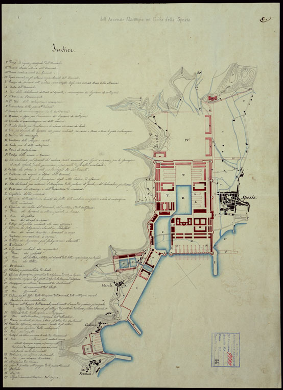 (N:23814) DELL'ARSENALE MARITTIMO NEL GOLFO DELLA SPEZIA. (CA003002) Carte e stampe antiche: riproduzione a colori su carta (formato A2)