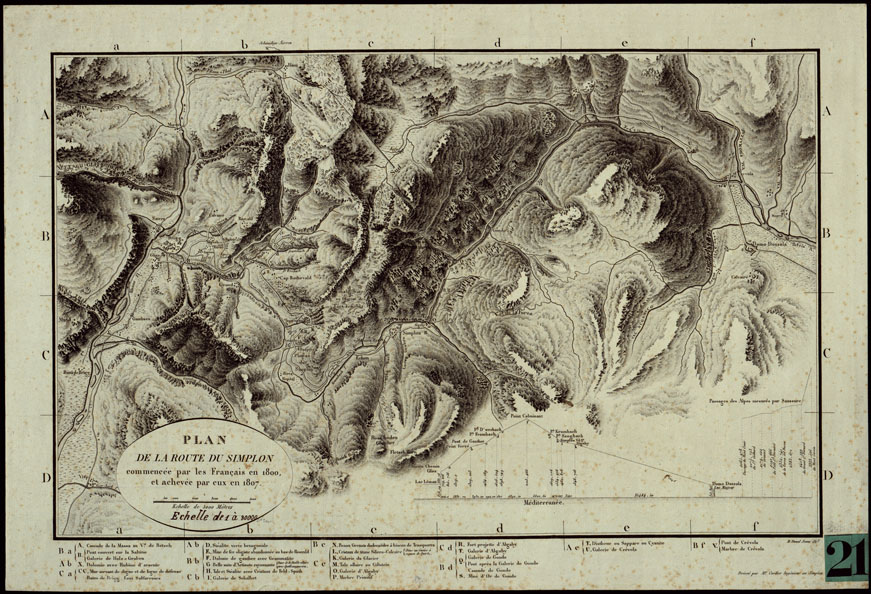 (N:23935) PLAN DE LA ROUTE DU SIMPLON COMMENCEE PAR LES FRANCAIS EN 1800 ET ACHEVEE PAR EUX EN 1807. (CA003333) Carte e stampe antiche: riproduzione a colori su carta (formato A2)