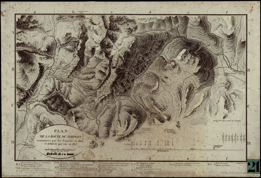 (N:6073) PLAN DE LA ROUTE DU SIMPLON COMMENCEE PAR LES FRANCAIS EN 1800 ET ACHEVEE PAR EUX EN 1807. (CA003334) Carte e stampe antiche: riproduzione a colori su carta (formato A2)