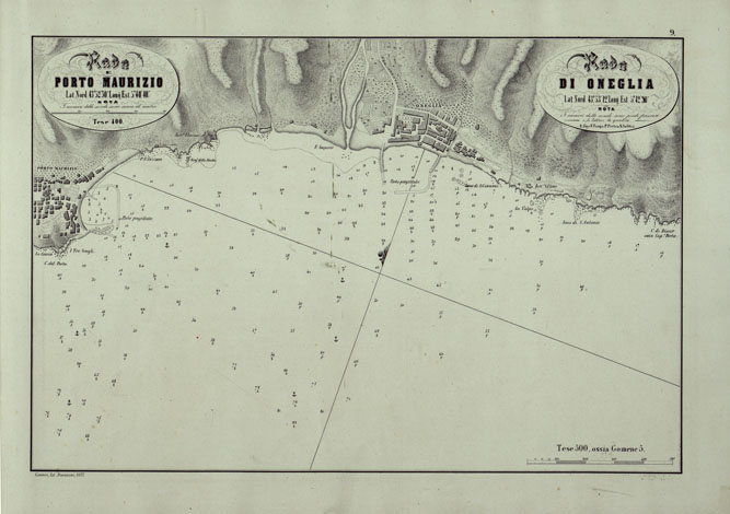 (N:14153) PORTOLANO DELLA LIGURIA - RADA DI PORTO MAURIZIO E RADA DI ONEGLIA. (CA003526) Carte e stampe antiche: riproduzione a colori su carta (formato A2)